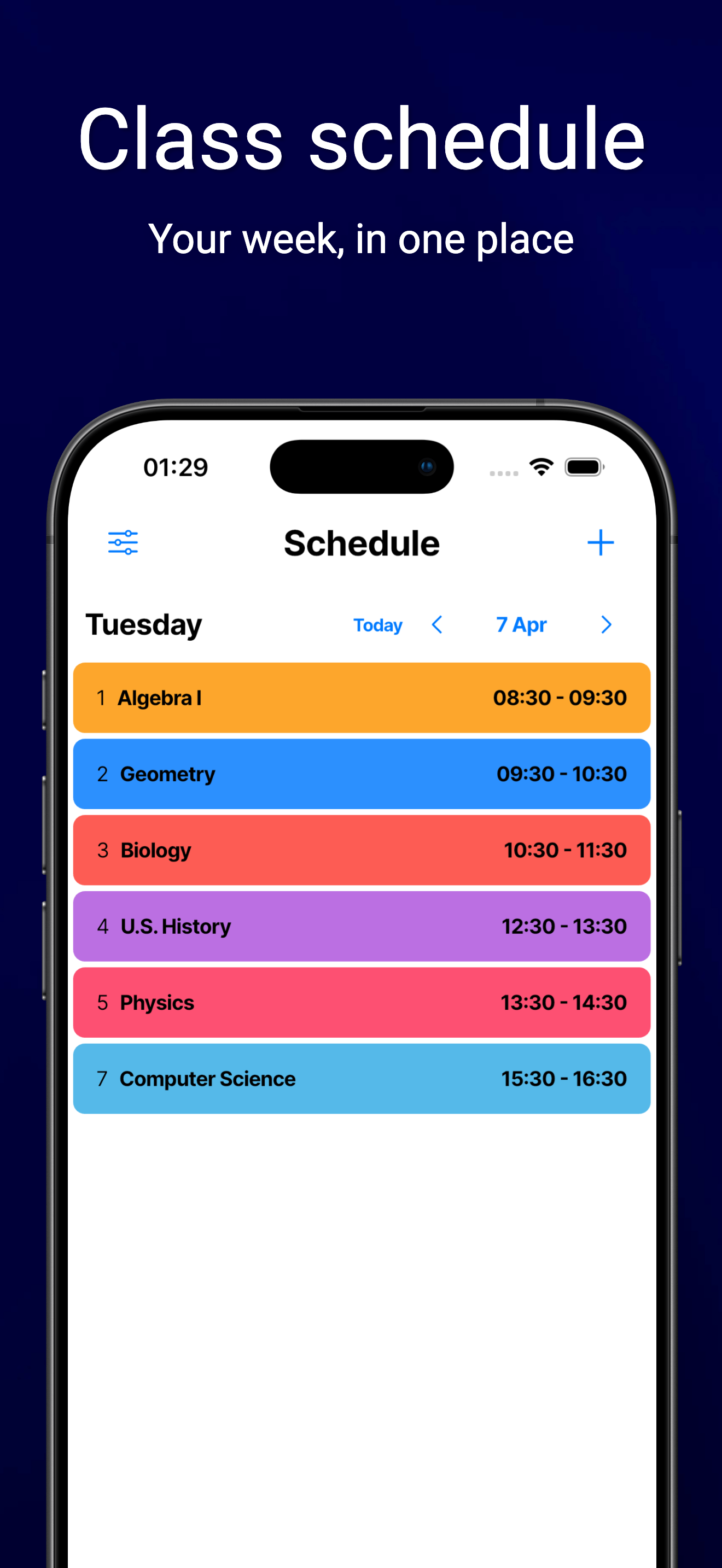 Study Timetable — subject or period detail